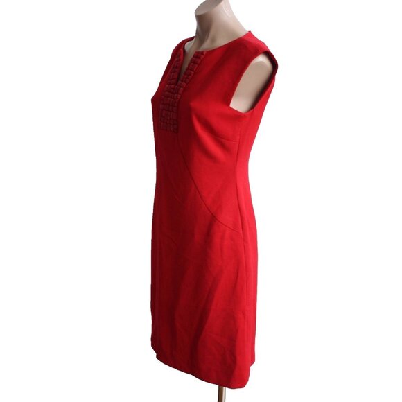 TAHARI Arthur S. Levine Dress Size 2 Red V neck Embellished Neckline - Picture 4 of 7